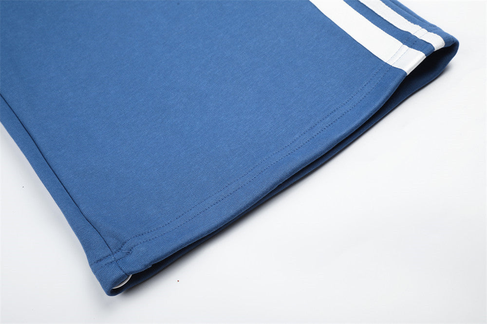 Pantalon de survêtement à jambes larges – Étoile bleue, bandes latérales et ceinture à pois