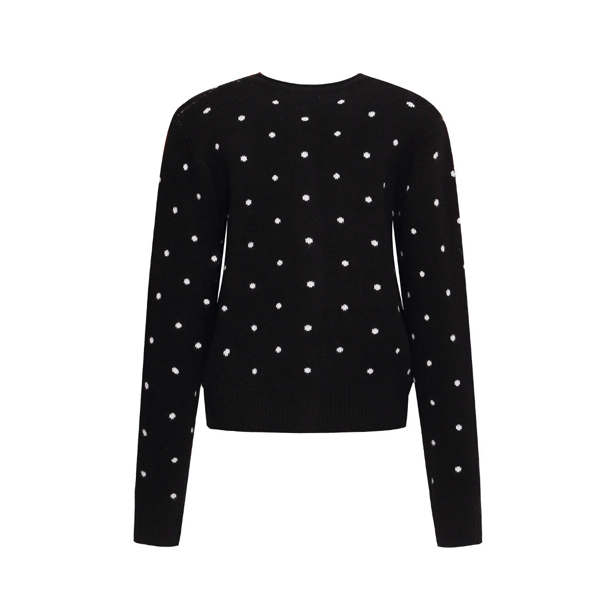 Polka Dot Knit Cardigan Sweater – Cropped Button-Up Vintage Style