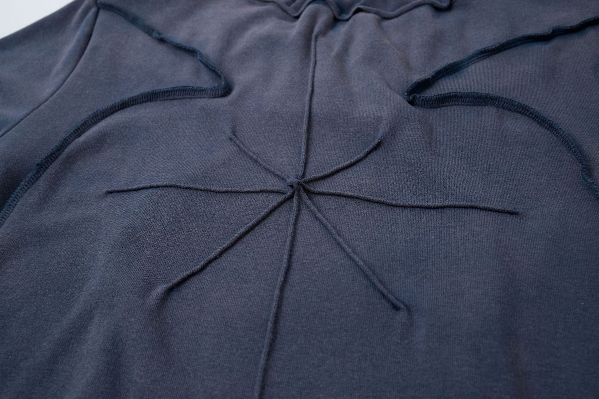 T-shirt manches courtes déconstruit à coutures 3D en relief – Streetwear délavé coupe ajustée
