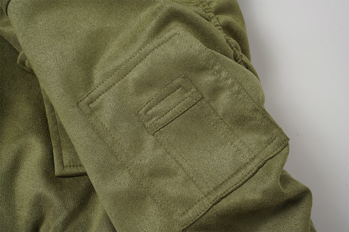Bomber en suédine avec capuche en fausse fourrure – Manteau d’hiver oversize