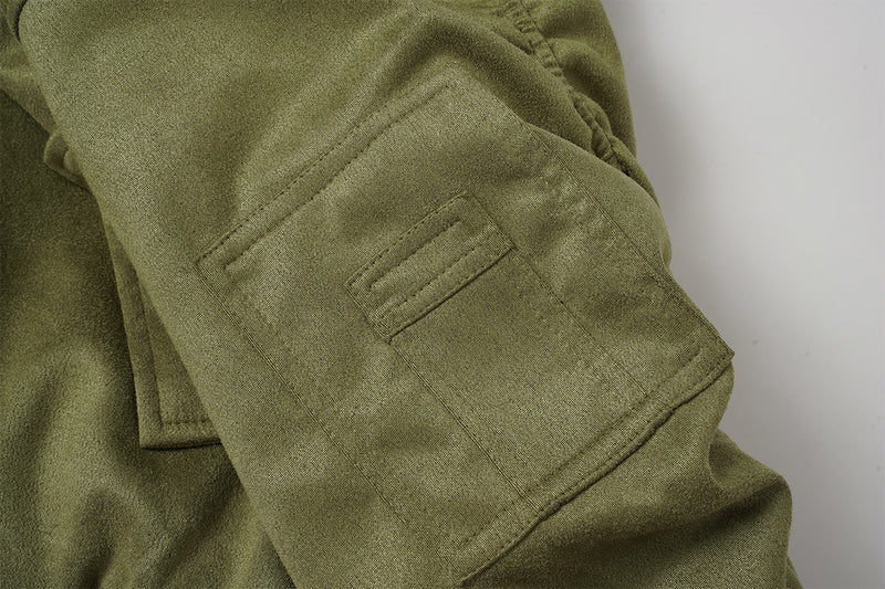 Bomber en suédine avec capuche en fausse fourrure – Manteau d’hiver oversize