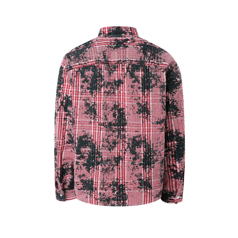 Distressed Plaid Long Sleeve Shirt – Oversized Punk Grunge Button-Up