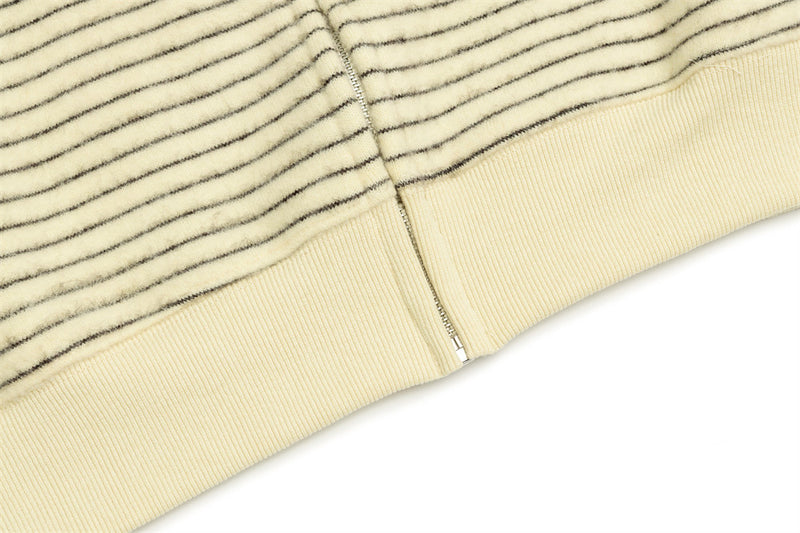 Striped Zip-Up Hoodie — Oversized American Vintage Fleece Cardigan