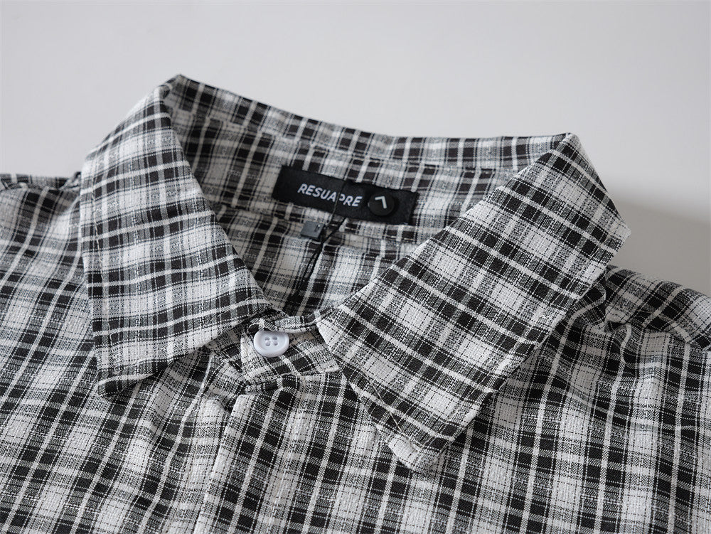 Embroidered Button Down Shirt – Men's Plaid Long Sleeve Gothic Logo Flannel