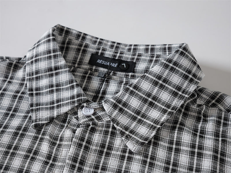 Embroidered Button Down Shirt – Men's Plaid Long Sleeve Gothic Logo Flannel