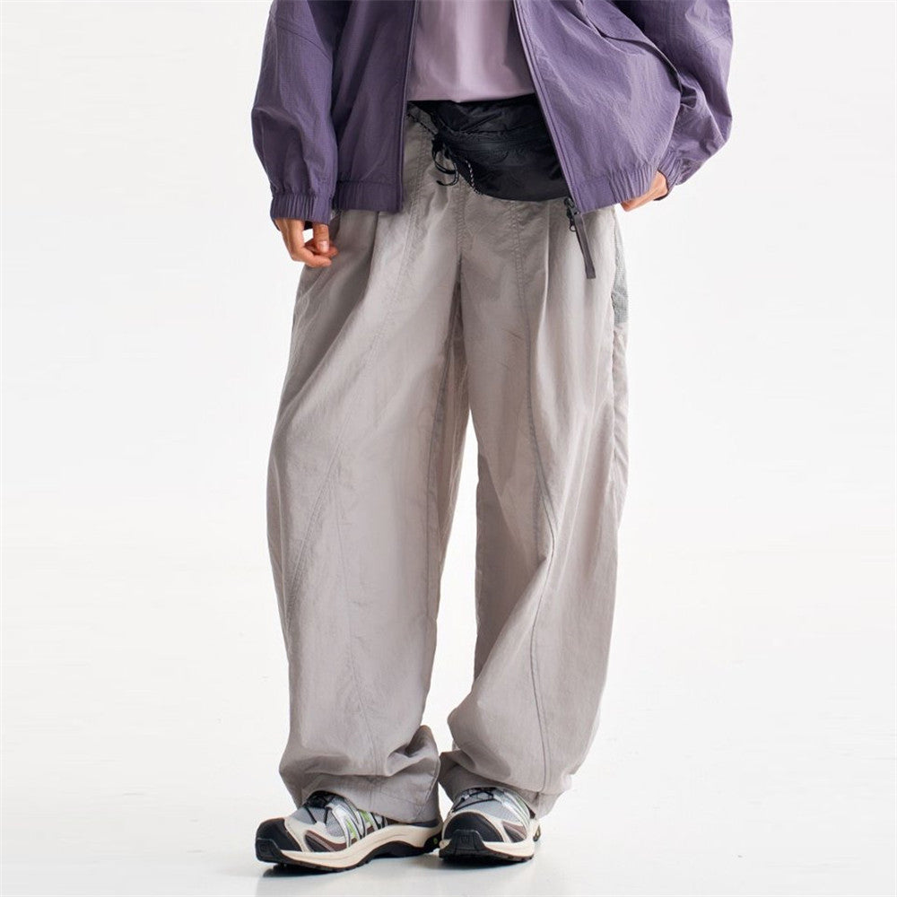 Baggy Wide-Leg Parachute Pants – Unisex Drawstring Jogger with Elastic Waist