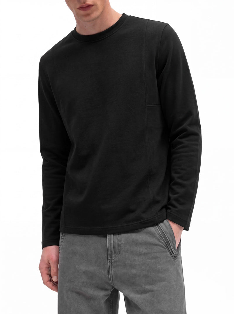 Men's Long Sleeve Crew Neck Shirt – Relaxed Fit Solid Tee
