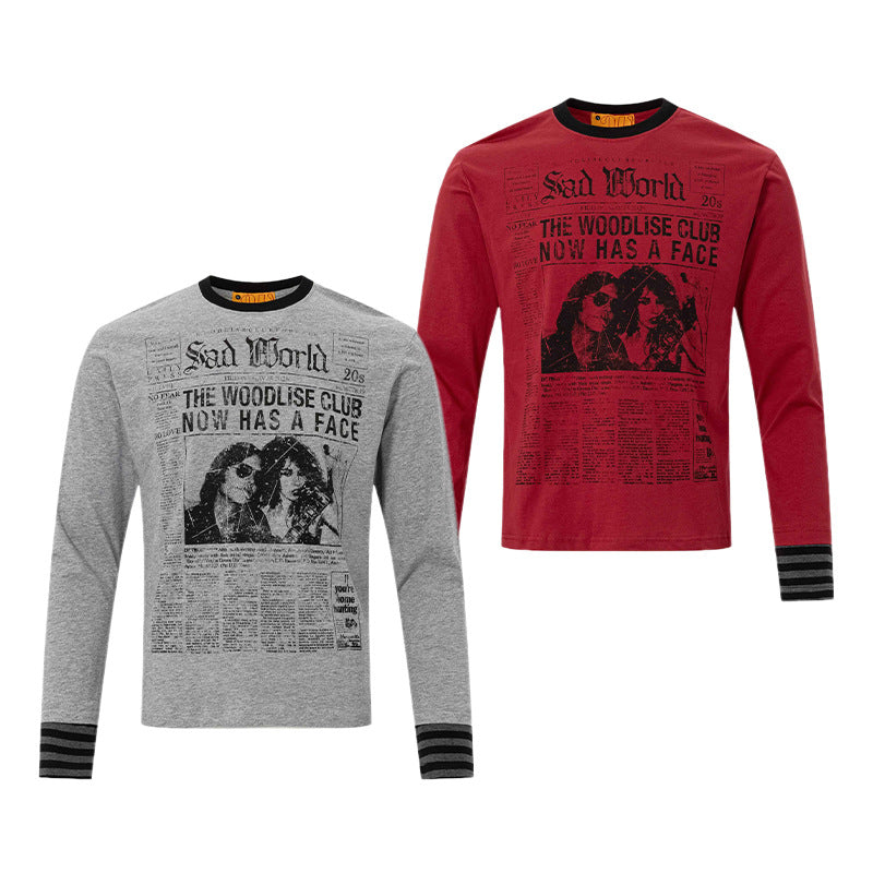 T-shirt à manches longues avec imprimé journal – Motif rock Sad World