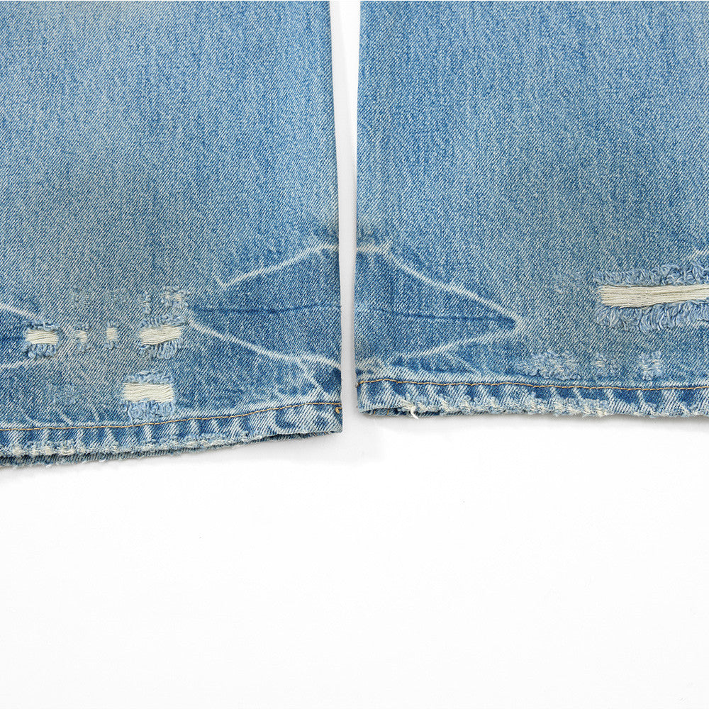 Wide Leg Baggy Jeans – Men's Vintage Washed Light Blue Straight Fit Denim