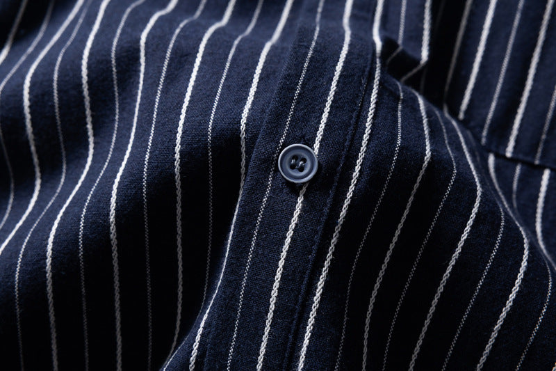 Striped Long Sleeve Shirt – Men's Oversized Relaxed Fit Button-Up