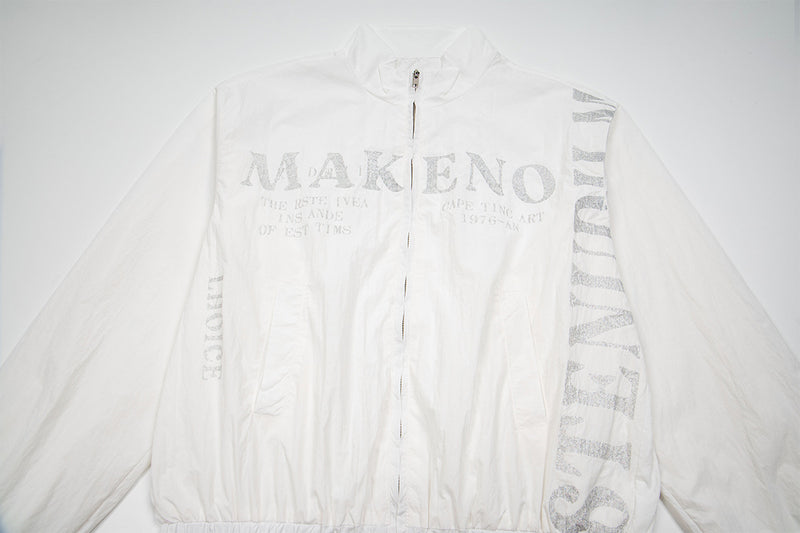 Grafik-Trackjacke – Windbreaker mit Stehkragen, durchgehendem Zipper & Stencil-Print