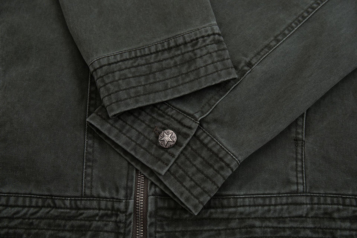 Men's Vintage Washed Moto Zip Jacket – Deconstructed Seam Detroit Style