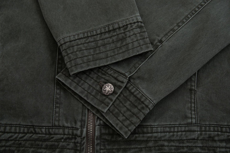 Men's Vintage Washed Moto Zip Jacket – Deconstructed Seam Detroit Style