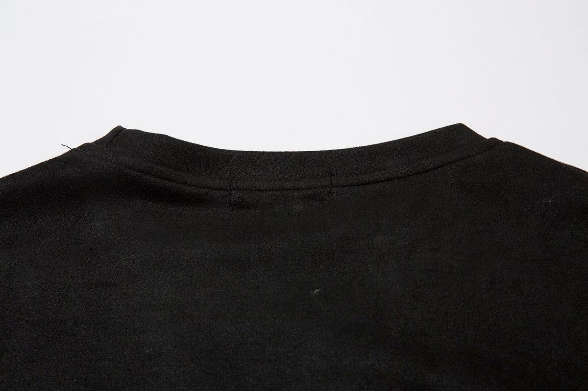 Men's Oversized Suede-Finish Thorn Embroidery Short Sleeve T-Shirt