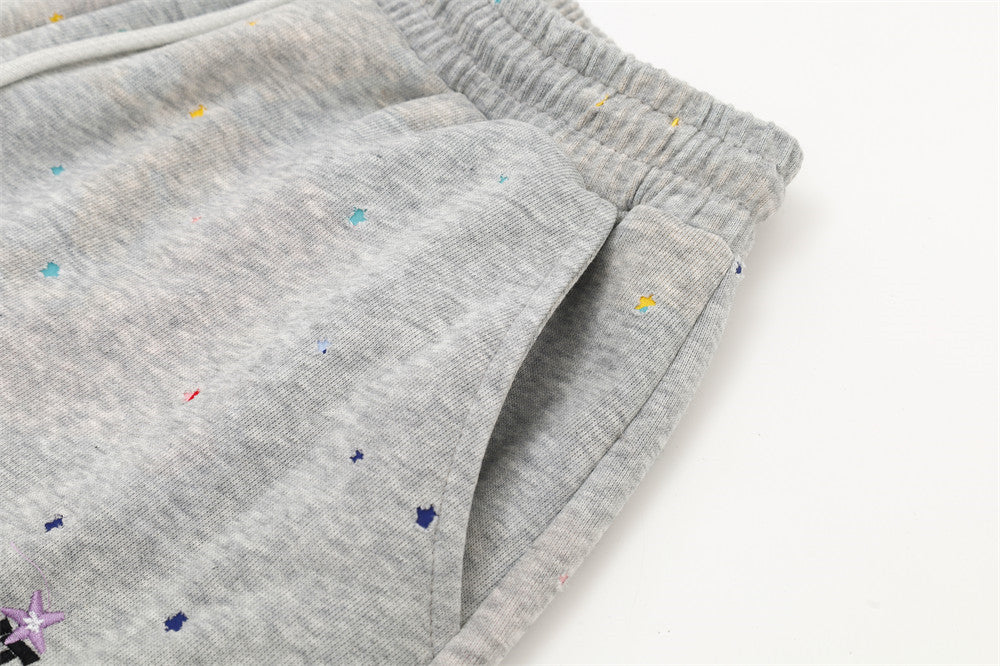 Wide-Leg Sweatpants Men – Allover Star Print & Embroidered Logo Streetwear