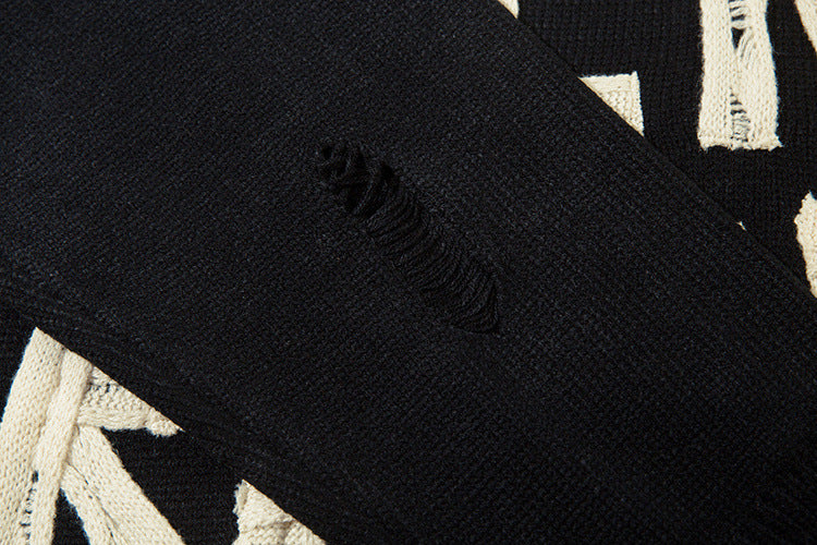 Pull en maille effet usé Agent Orange – Col rond oversize