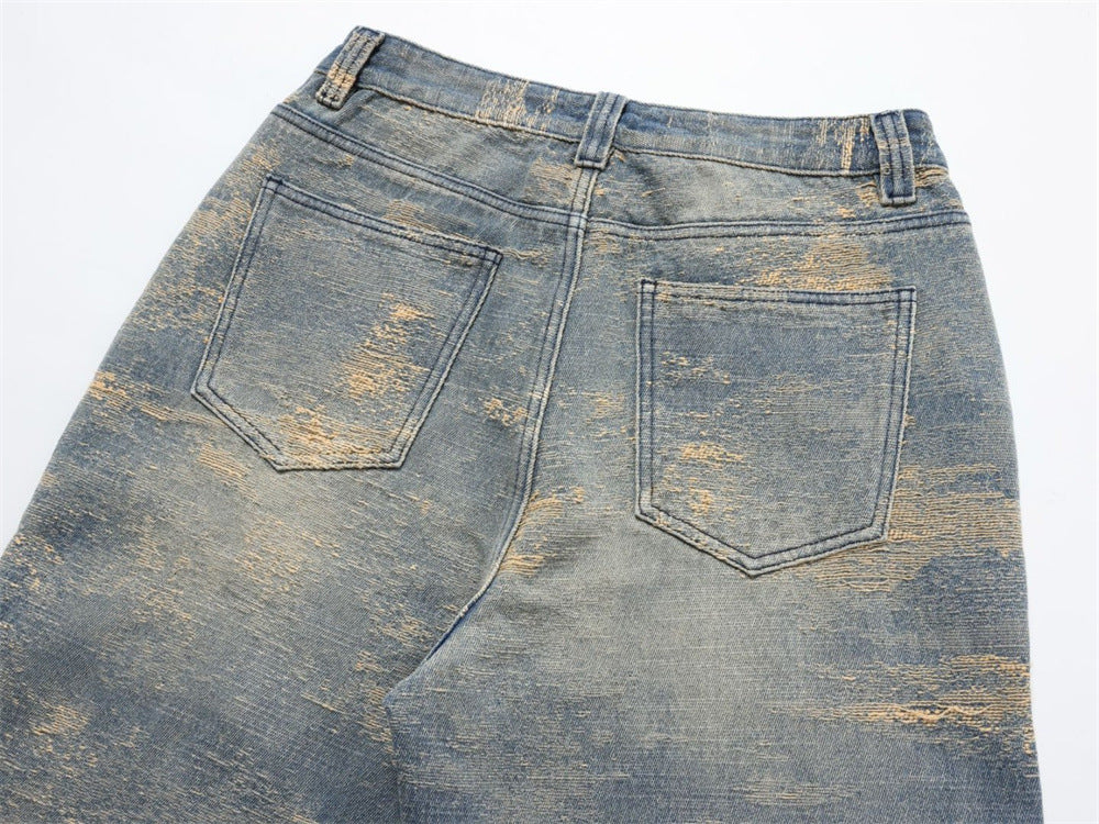 Vintage Baggy Jeans Men – Heavy Distressed Wide-Leg Straight Denim Pants