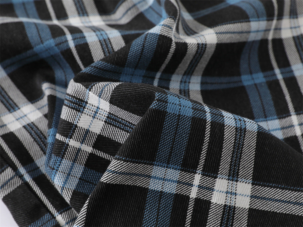Plaid Wide-Leg Trousers – Double-Pleat Baggy Fit
