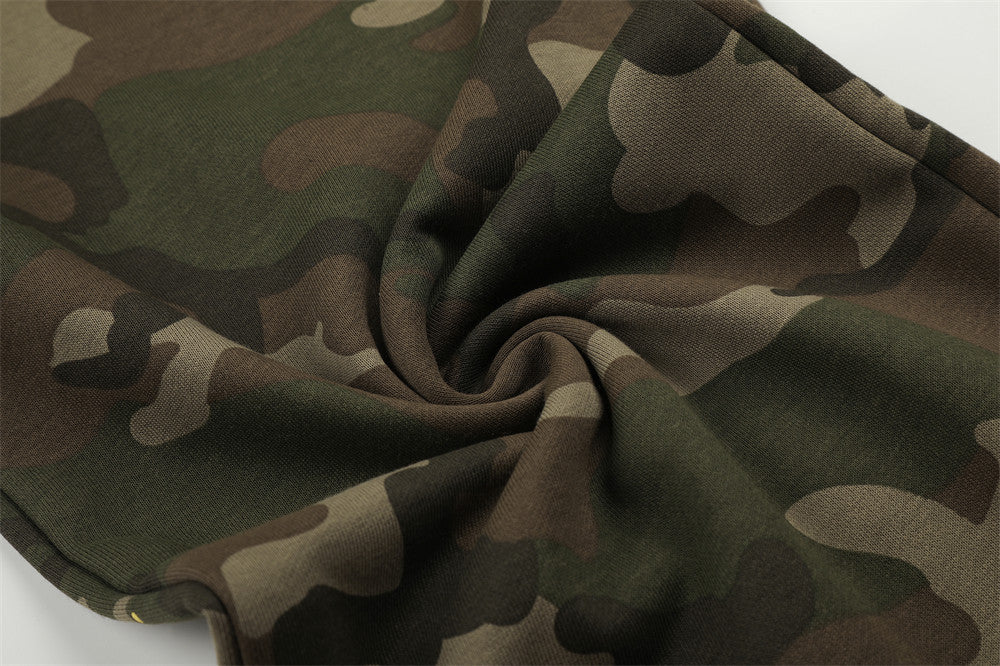 Jogging camouflage coupe large – Pantalon homme droit à imprimé graffiti