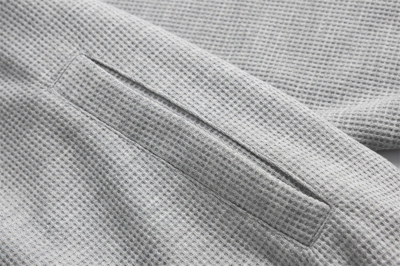 Herren-Bomber-Cardiganjacke aus Waffelstrick mit Stehkragen – Lässige Passform