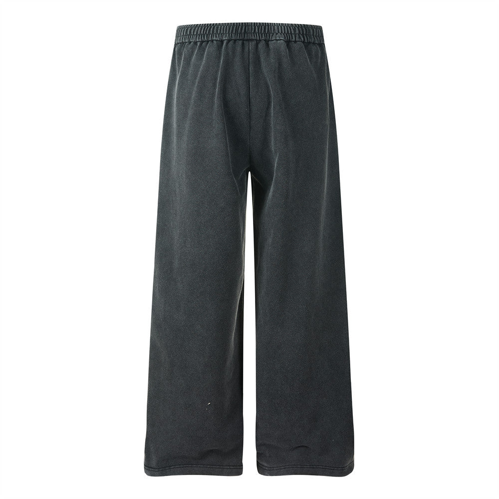 Pantalon de survêtement homme vintage délavé wide leg avec boutons effet double boutonnage
