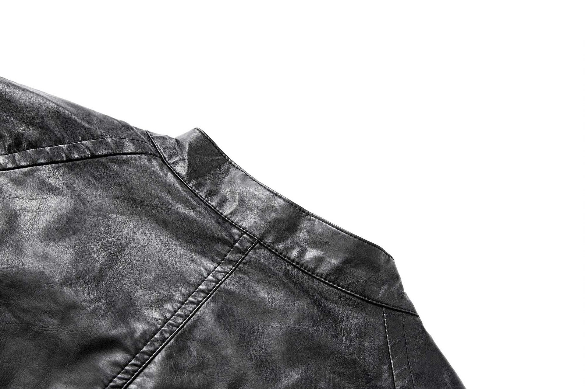 Veste biker moto homme en simili cuir noir – Coupe décontractée, style racer rétro