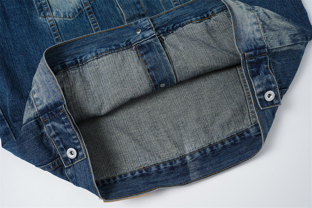 Veste en jean homme délavée et usée – Style street vintage punk