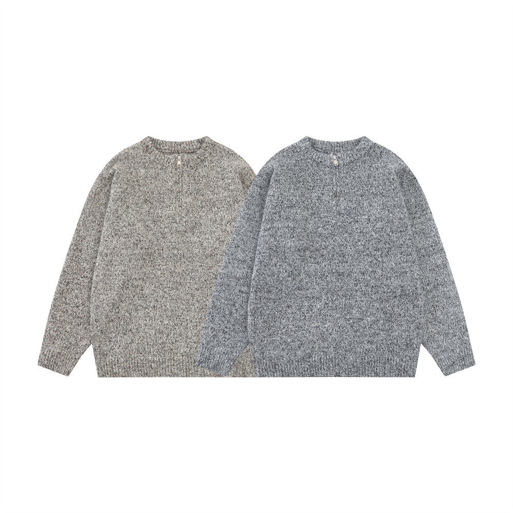 Pull homme demi-zip – Maille chinée et coupe décontractée