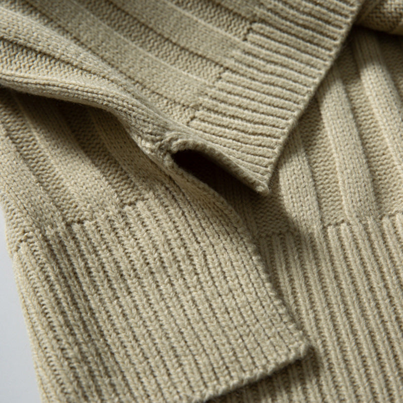 Ribbed Knit Crewneck Sweater — Oversized Fit, Solid Color