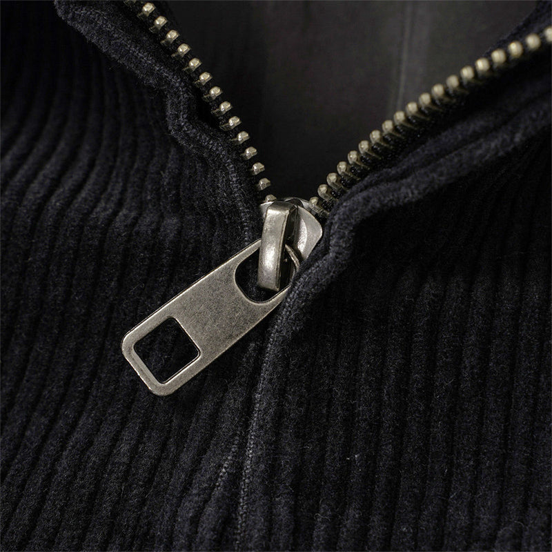 Chaqueta Bomber Oversized de Pana Color Block – Patchwork con Cremallera para Hombre