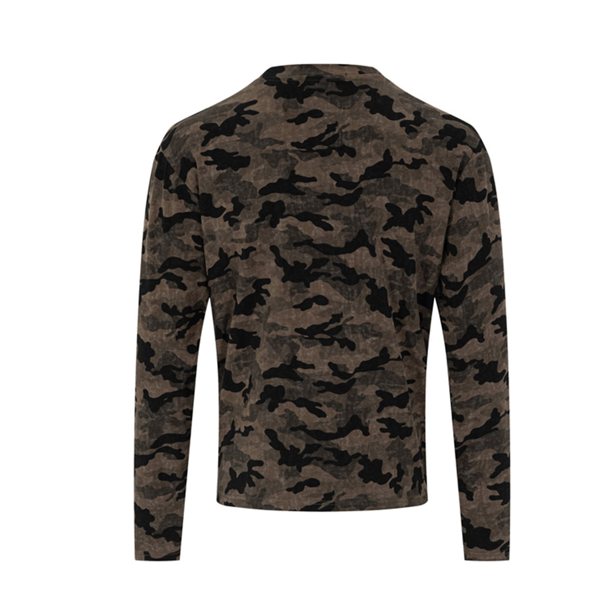 Camiseta gráfica de manga larga con camuflaje – Camiseta streetwear de estampado desgastado