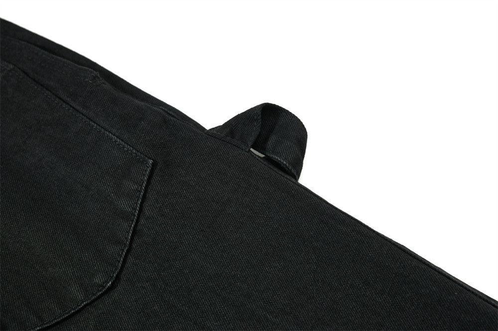 Wide-Leg-Carpenter-Jeans – Herrenjeans aus gewaschenem Denim mit asymmetrischer Knopfleiste und Utility-Details