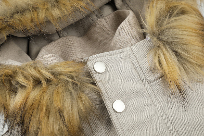 Fur Collar Padded Bomber Jacket – Vintage American Streetwear Winter Coat