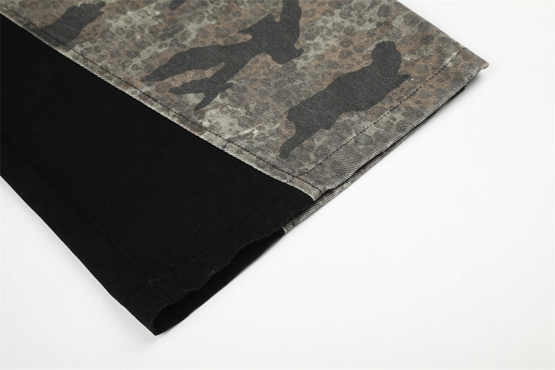 Camo-Cargohose – Wide Leg mit kontrastierendem Panel, Streetwear-Hose