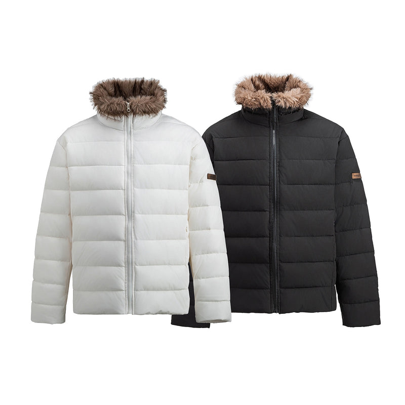 Faux Fur Collar Puffer Jacket – Quilted Winter Coat