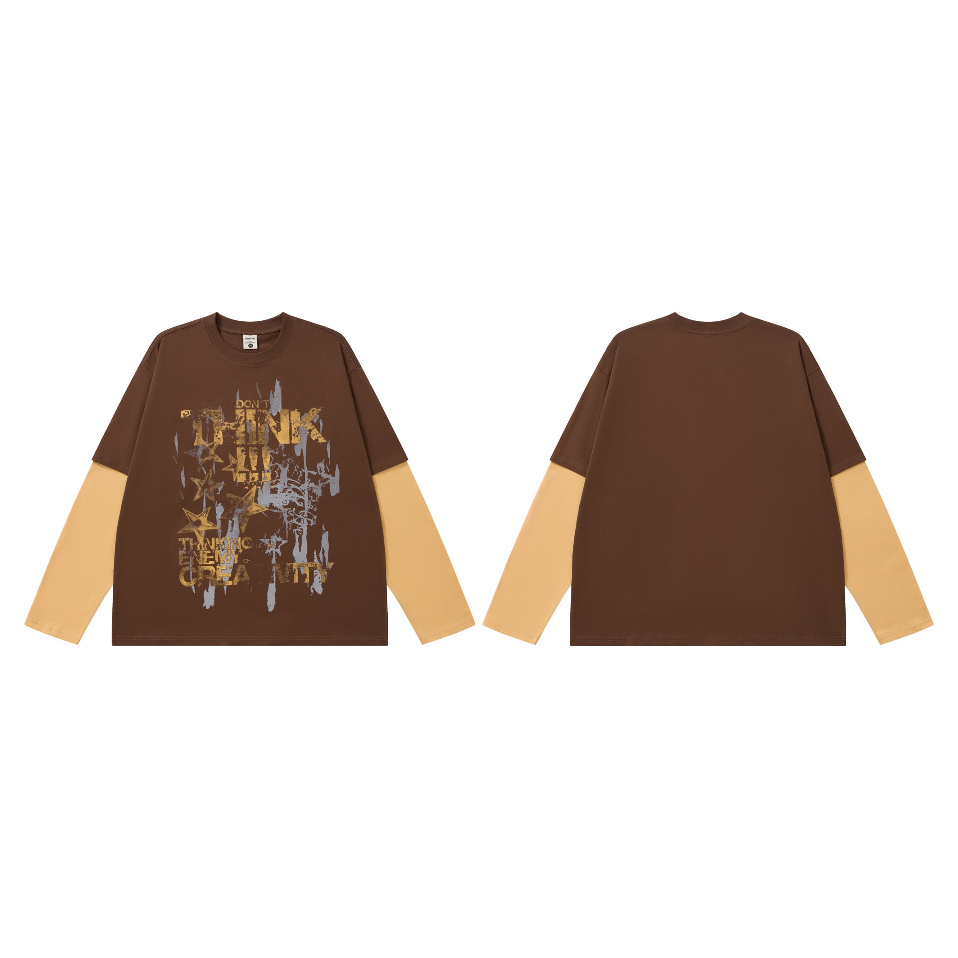 Langarmshirt im Faux-Zweiteiler-Look – Streetwear-T-Shirt mit Sternenprint