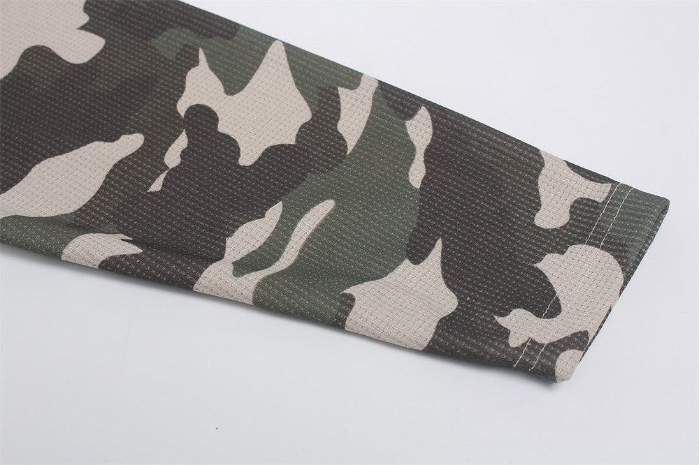 Long Sleeve Graphic Shirt – Waffle Knit Body with Camo Sleeves & Glfs Studios