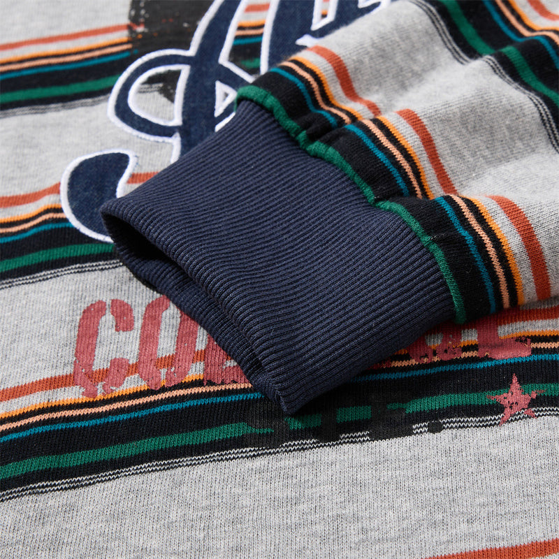 Striped Rugby Polo Shirt – Vintage American College Graphic Long Sleeve
