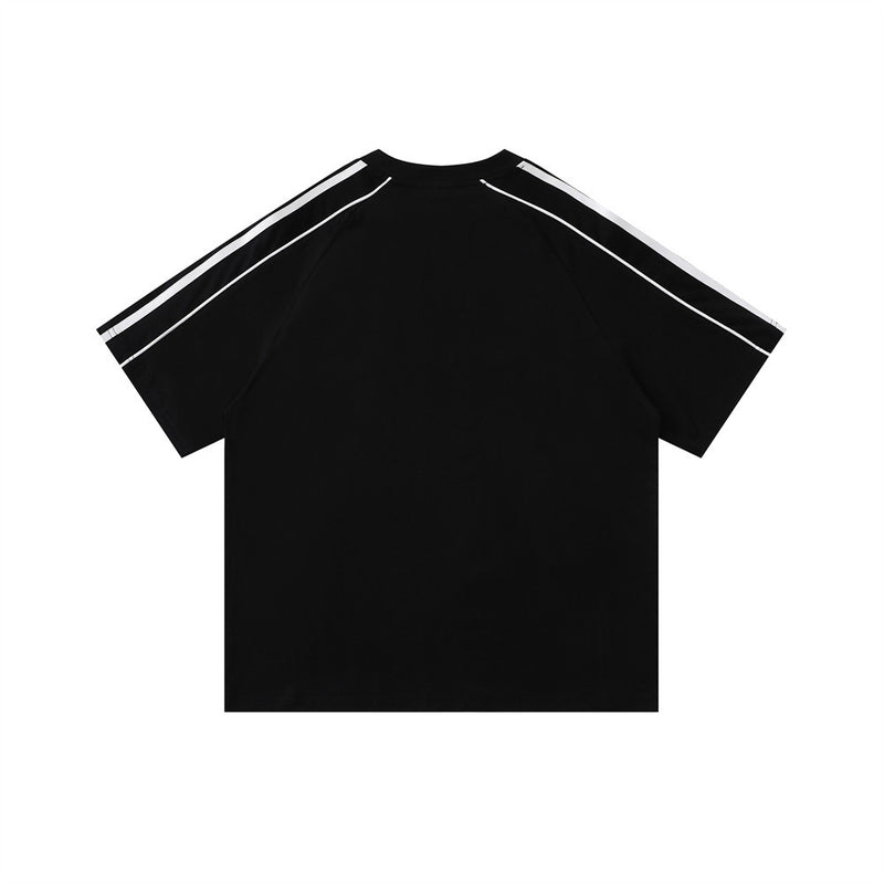 Soccer Jersey Stripe Graphic Tee – Oversized Short-Sleeve Crew Neck
