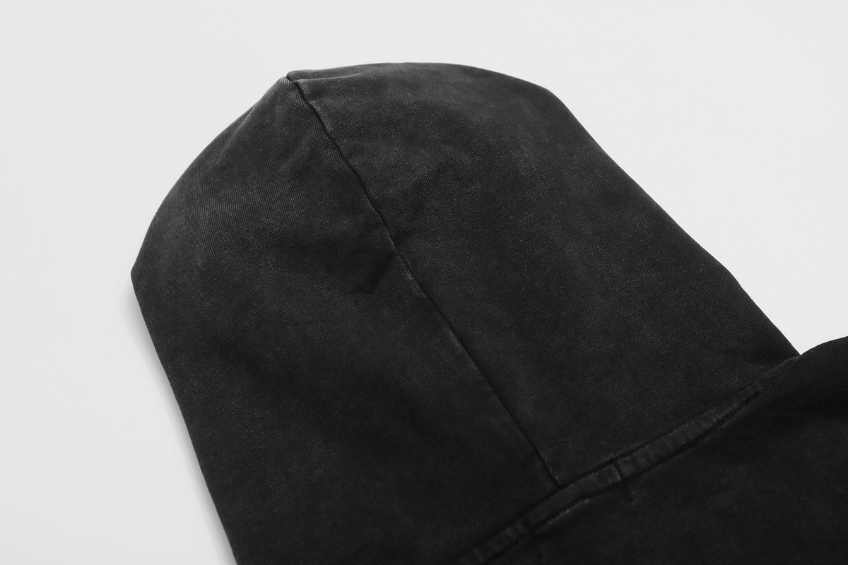 Military Napoleon Zip-Up Hoodie – Washed Vintage Fleece Cardigan