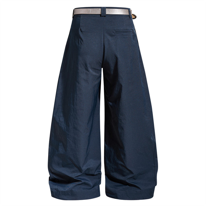 Wide-Leg Barrel Trousers with Belt – High-Waist Oversized Curved Pants