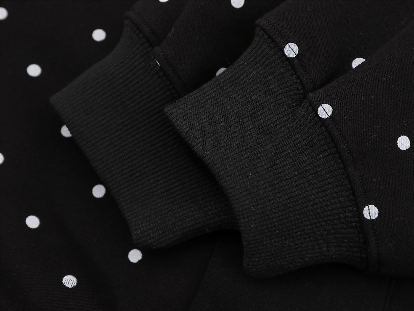 Polka Dot Zip-Up Hoodie with 3D Cat Patch & Star Embroidery – Oversized Unisex