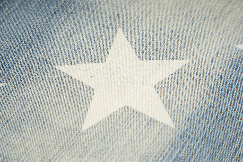 All-Over Star Print Wide Leg Jeans – Vintage Wash Retro Streetwear Denim