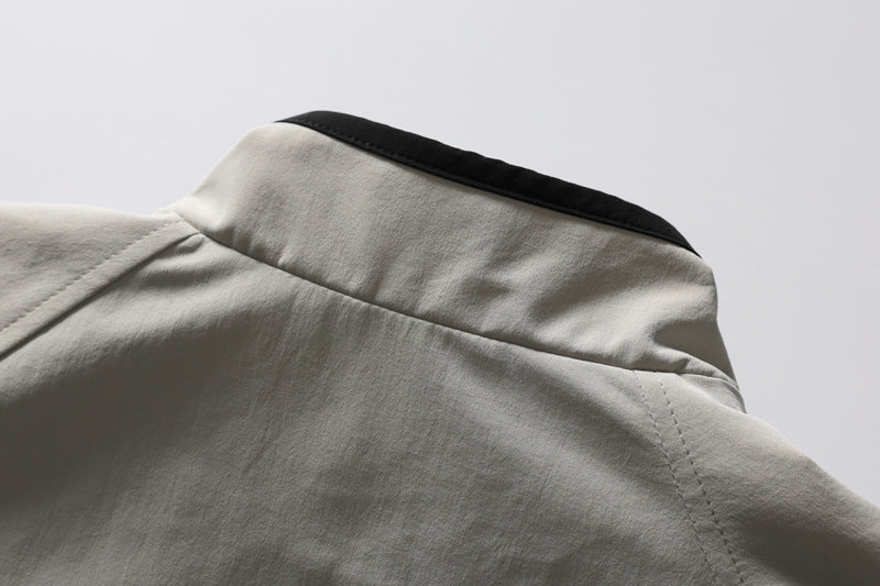 Mock Neck Colorblock Track Jacket – Relaxed Fit Zip-Up Windbreaker
