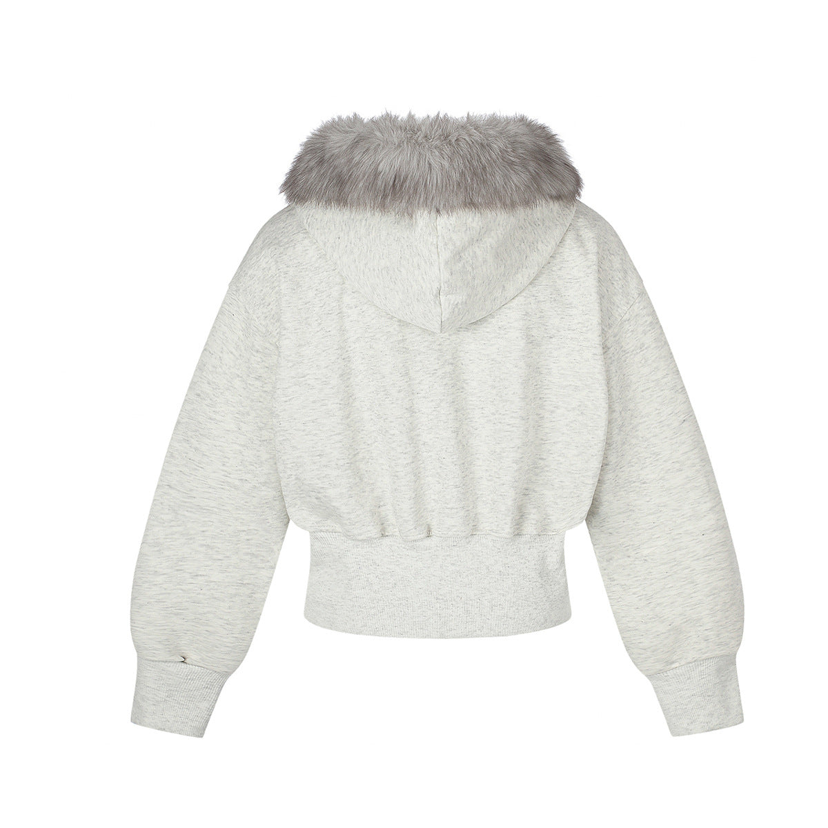 Sweat à capuche zippé brodé chat avec col en fausse fourrure – Style bomber court