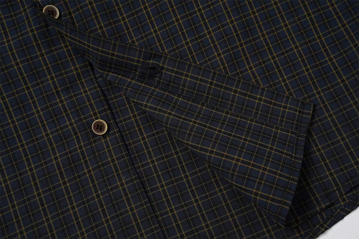 Chemise en flanelle à carreaux bleus – Coupe décontractée, manches longues et boutonnage