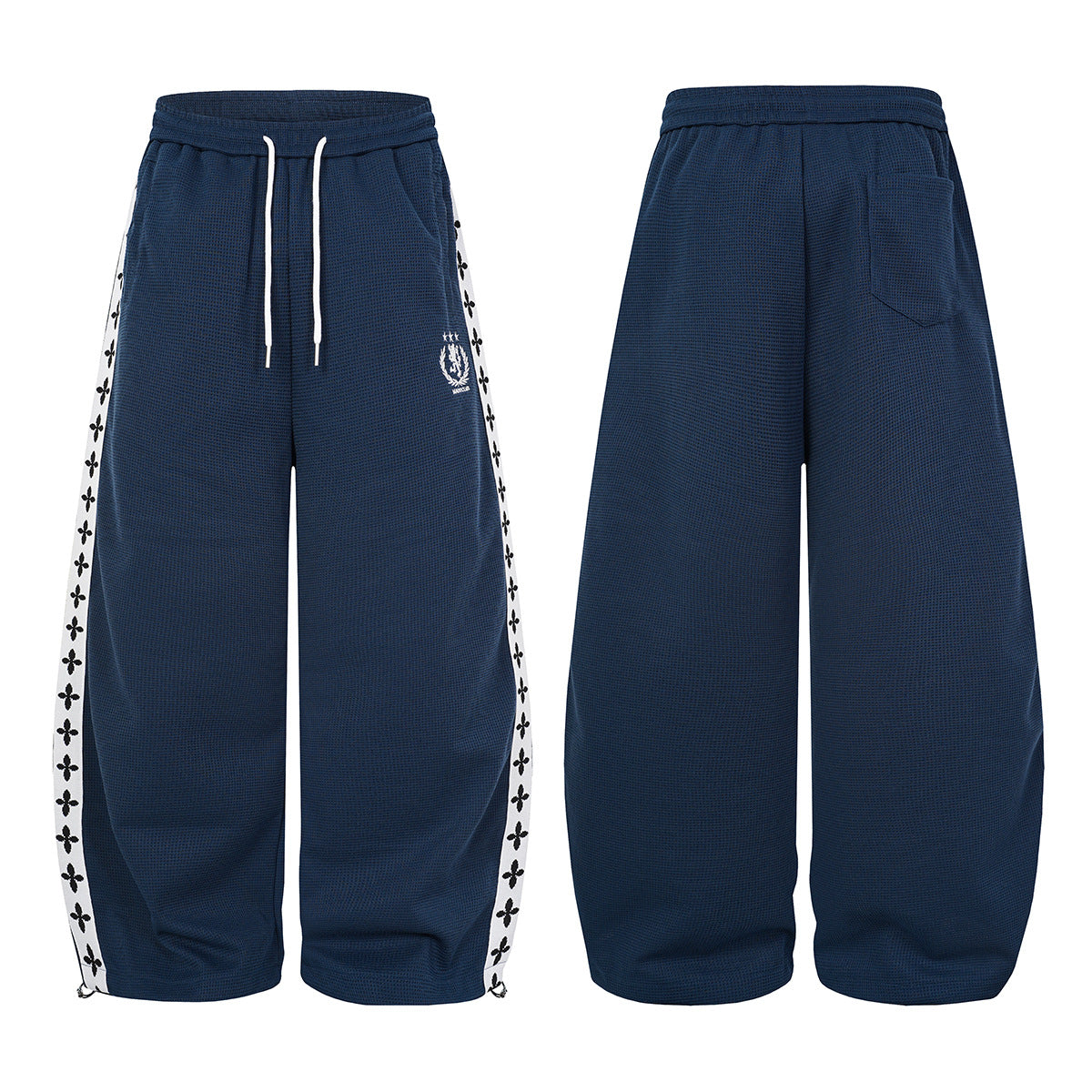 Retro-Trainingsjacken- & Sweathosen-Set – Stehkragen mit Reißverschluss und Fleur-de-Lis-Seitenstreifen