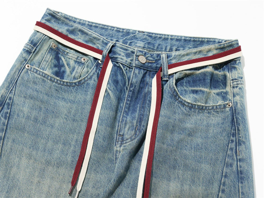 Men's Vintage Washed Wide-Leg Barrel Jeans – Oversized Streetwear Denim with