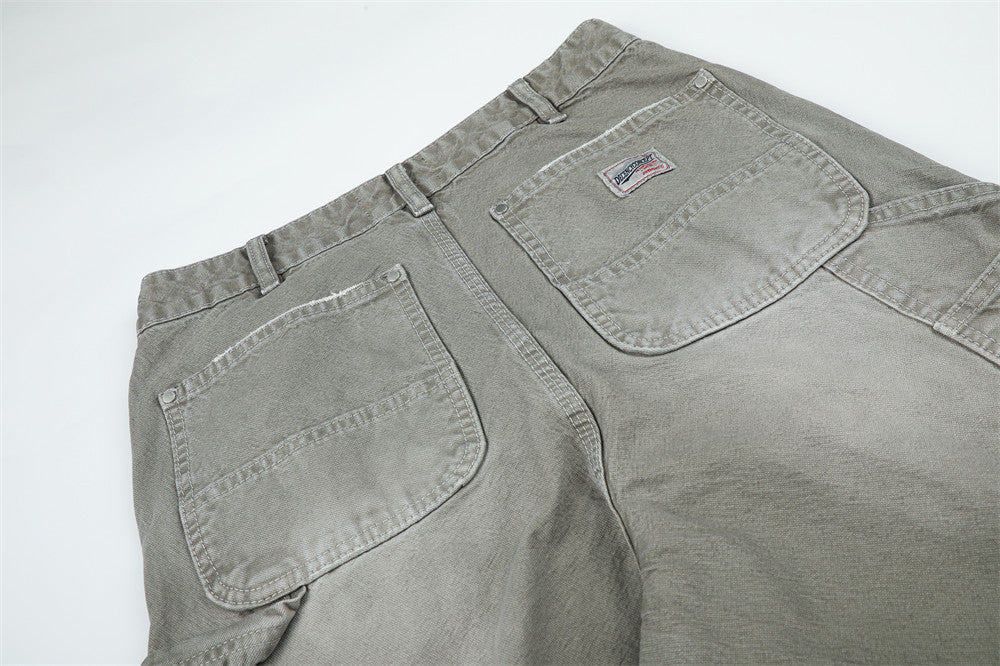 Jean carpenter large – Pantalon homme gris délavé déstructuré à coupe droite