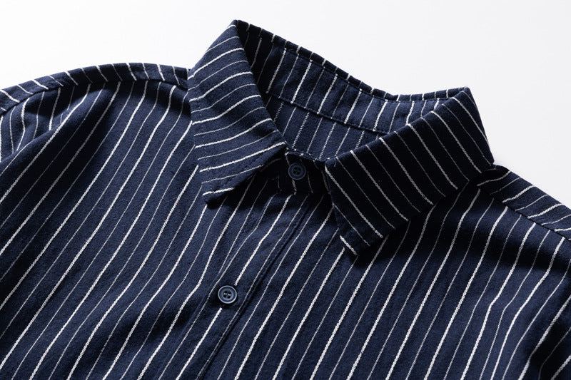 Striped Long Sleeve Shirt – Men's Oversized Relaxed Fit Button-Up